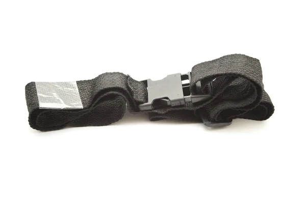 Black Suitcase belts on white background — Stock Photo, Image