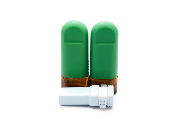 Neusspray met astma-inhalator — Stockfoto