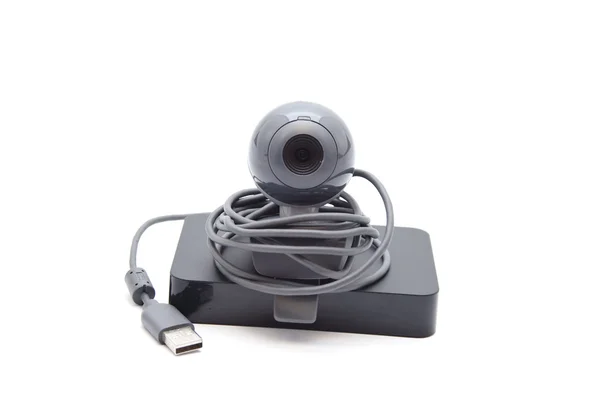 Webcam ile harici sabit sürücü diski — Stok fotoğraf