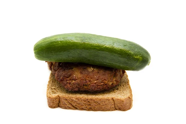 Fresh Beef Frikadeller with Cucumber and Toast Bread — Stock Photo, Image