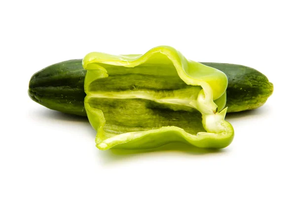 Fresh Green Capsicum with Cucumber — Stock Photo, Image