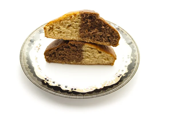 Fresh Baked Marble Cake on Plastic Plate — Stock Photo, Image