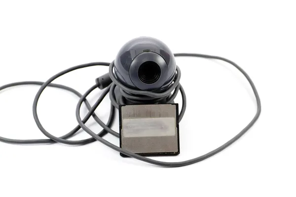 Webbkamera med svart kabel — Stockfoto