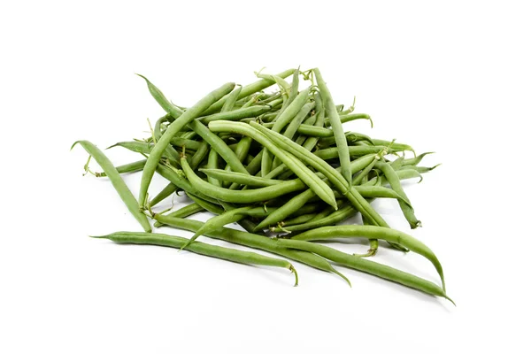 Fresh Green Stick Beans on white background Stock Picture