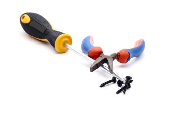 tornavida ve Maşa ile siyah vidalar