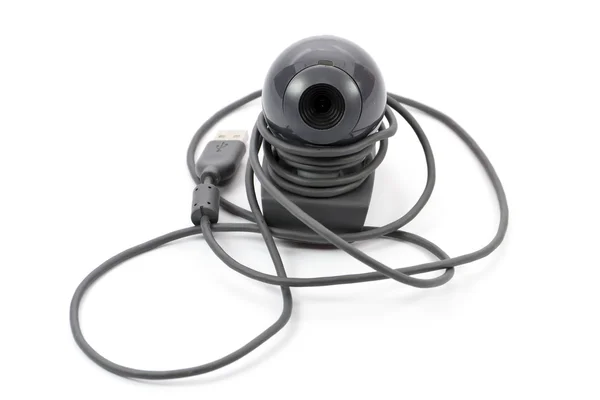 Webcam mit Kabel auf weißem Hintergrund — Stockfoto