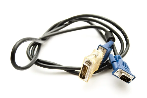 VGA monitor kabel på vit bakgrund — Stockfoto