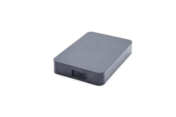 Black External Hard Drive Disk on white background — Stock Photo, Image