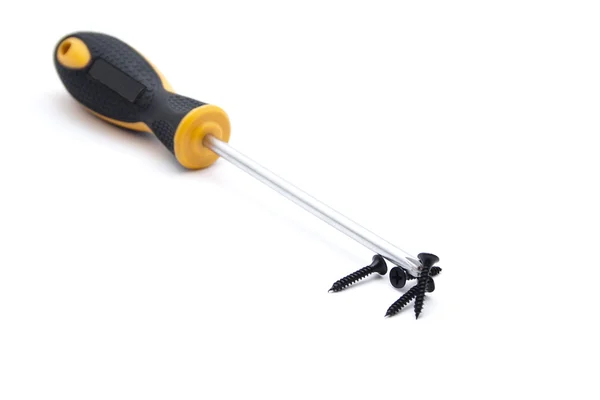 Magnet Screwdriver with Black Screws — Stock Photo, Image