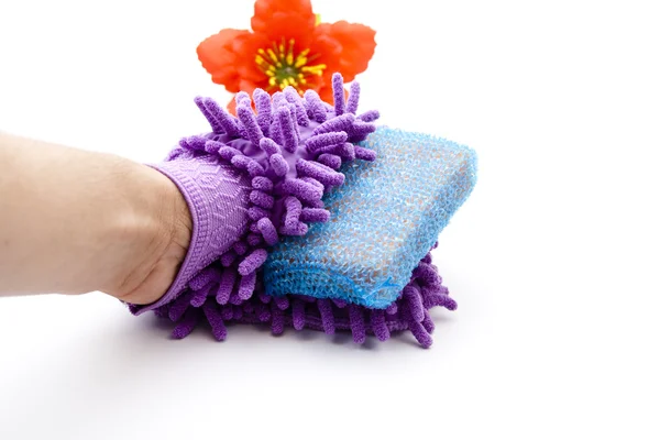 mutfak sünger el ile mor toz bezi