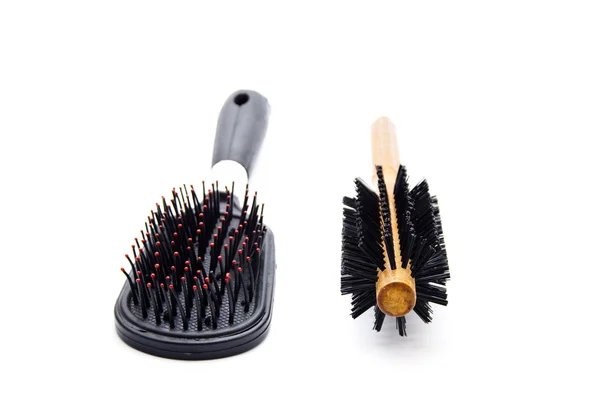 Wooden Hairbrush with Plastic Hairbrush — Stock Photo, Image