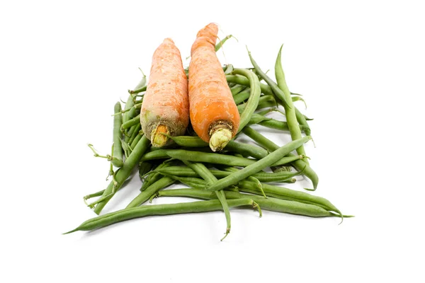 Fresh Green Beans with Carrots — Stock Photo, Image