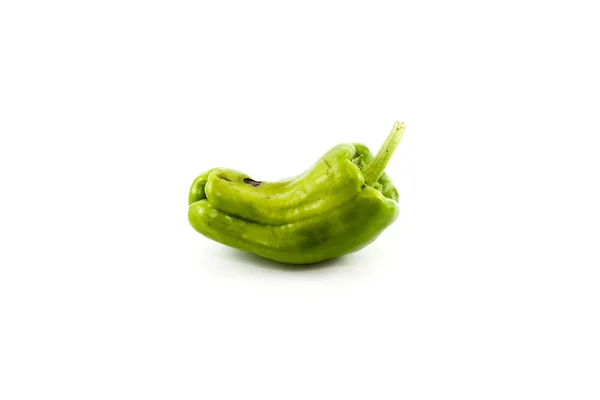 Capsicum vert frais sur fond blanc — Photo