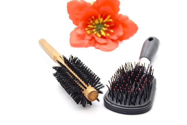 Different Hairbrush on white background — Stock Photo, Image