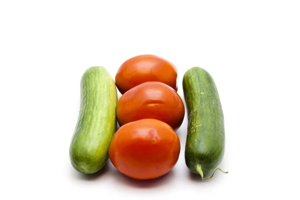Fresh Red Tomatoes with Cucumbers — Stock Photo, Image