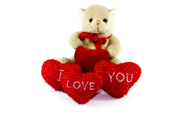 oyuncak ayı ile kırmızı Kalpler