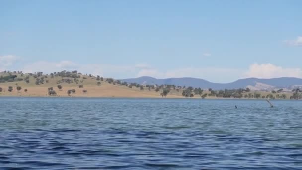 Cielo Nublado Con Agua Azul Oscura Del Río Murray Río — Vídeos de Stock