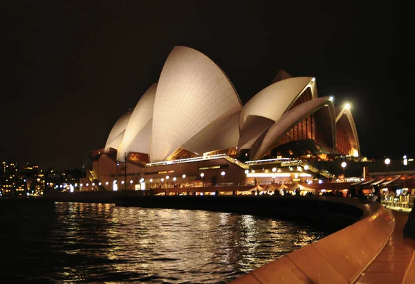 Сидней Австралия Января 2018 Года Ночная Фотография Оперного Театра Крупном — стоковое фото