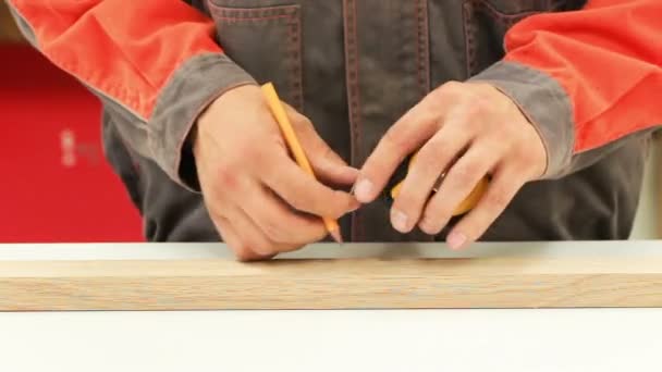 Carpenter in workshop — Stock Video