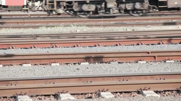 Поезд на рельсах — стоковое видео