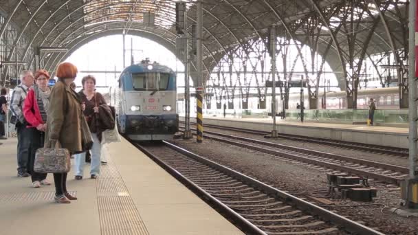 Zug auf den Schienen — Stockvideo