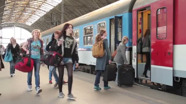 火车在铁轨上 — 图库视频影像