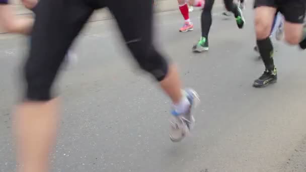 Gente corriendo en medio evento de Maratón — Vídeos de Stock