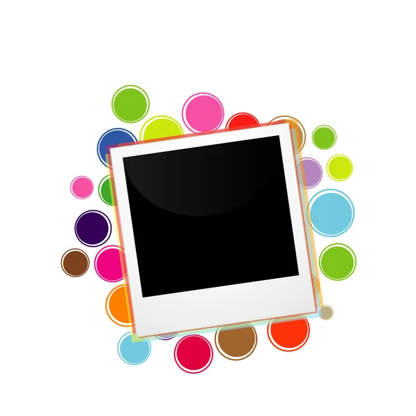 Polaroid op een kleurrijke cirkels — Stockvector
