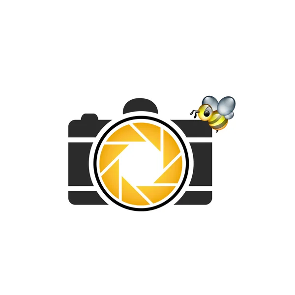 ミツバチ写真ロゴ — ストックベクタ