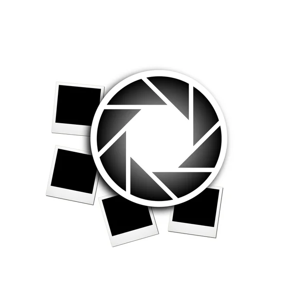 Logo de fotografía con polaroids — Vector de stock