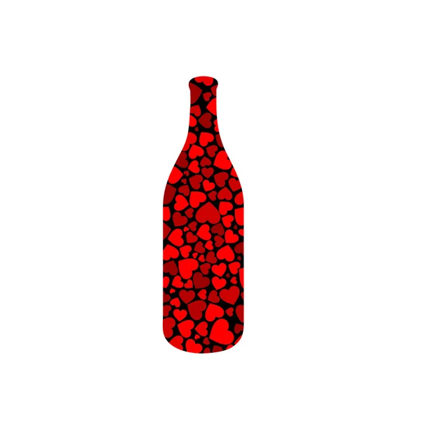 Botella con corazones rojos - Poción de amor — Vector de stock