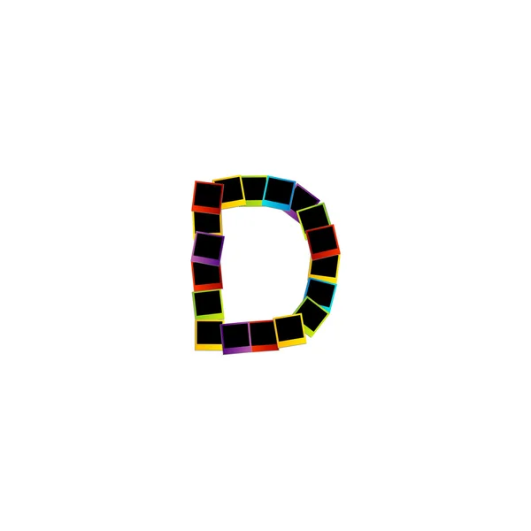 Alfabet d met kleurrijke polaroids — Stockvector