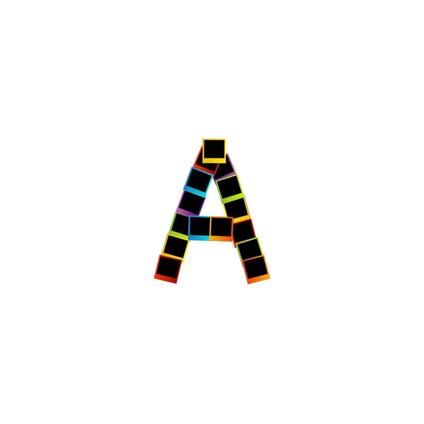 Alphabet a mit bunten Polaroids — Stockvektor