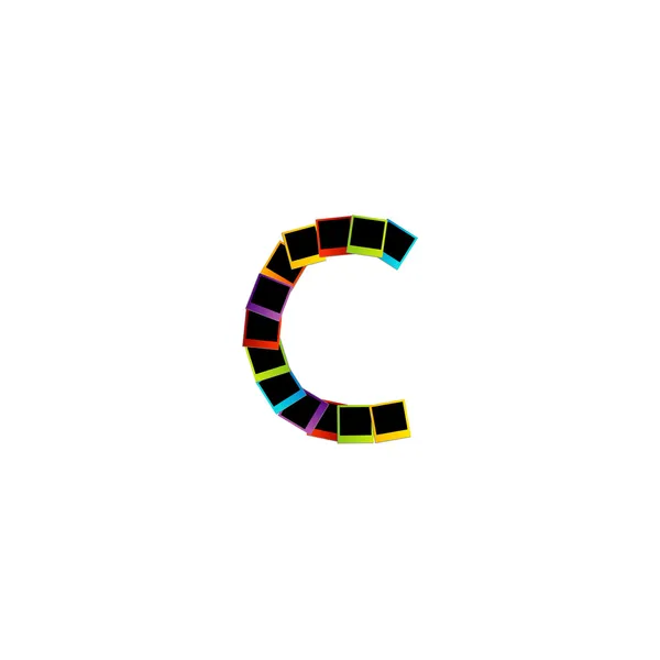 Alfabetet c med färgglada polaroids — Stock vektor