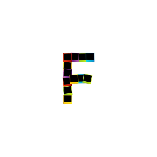 Alphabet F avec des polaroïds colorés — Image vectorielle