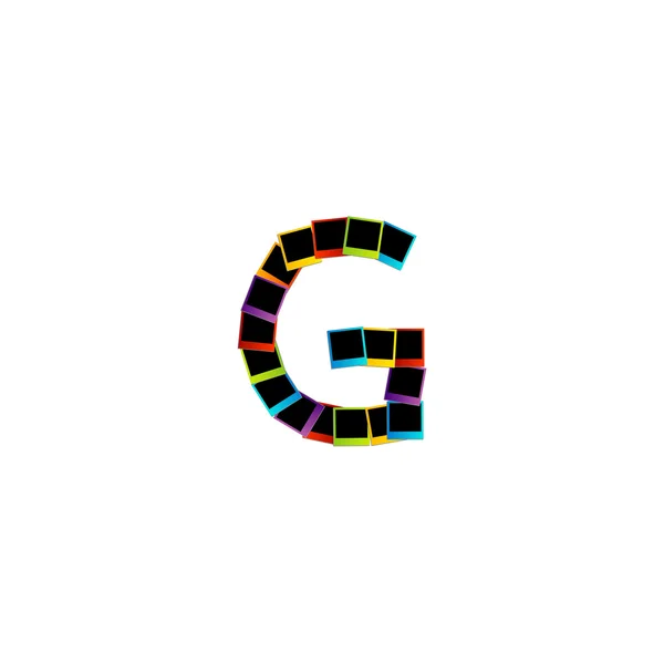 Alphabet G avec des polaroïds colorés — Image vectorielle