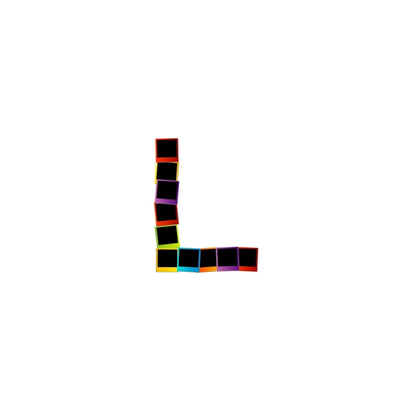 Alfabetet l med färgglada polaroids — Stock vektor