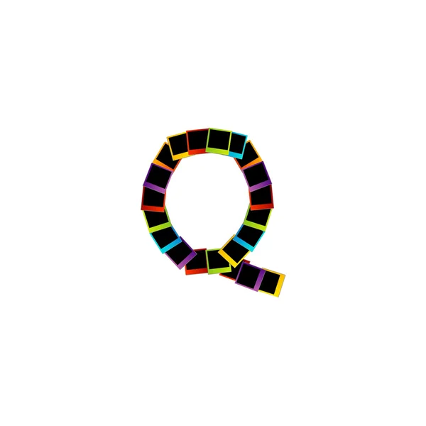 Abeceda q s barevnými Polaroidy — Stockový vektor