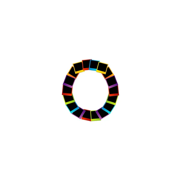 Alfabeto O com polaróides coloridos — Vetor de Stock