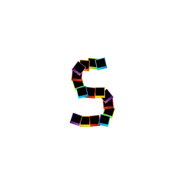 Alfabeto S con coloridas Polaroids — Vector de stock