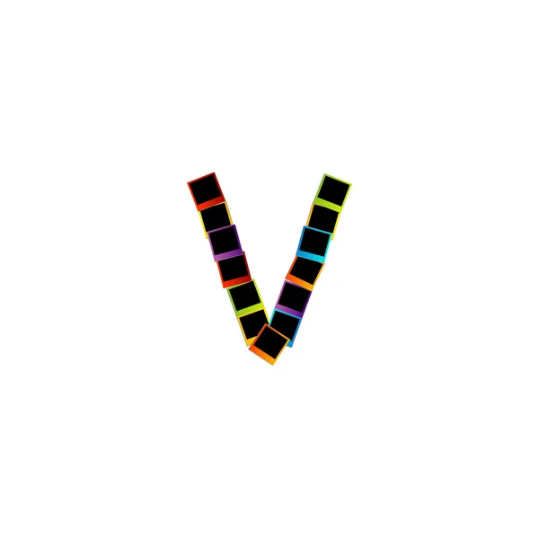 Alfabeto V com polaróides coloridos — Vetor de Stock