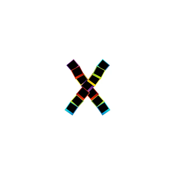 Alfabeto X con coloridas Polaroids — Vector de stock