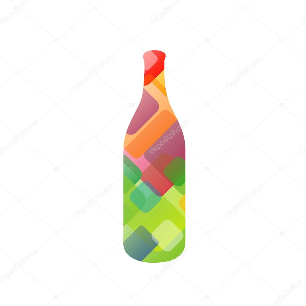 Bottle with colorful squares