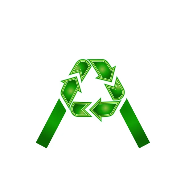 Alphabet A with recycle symbol — Stock Vector