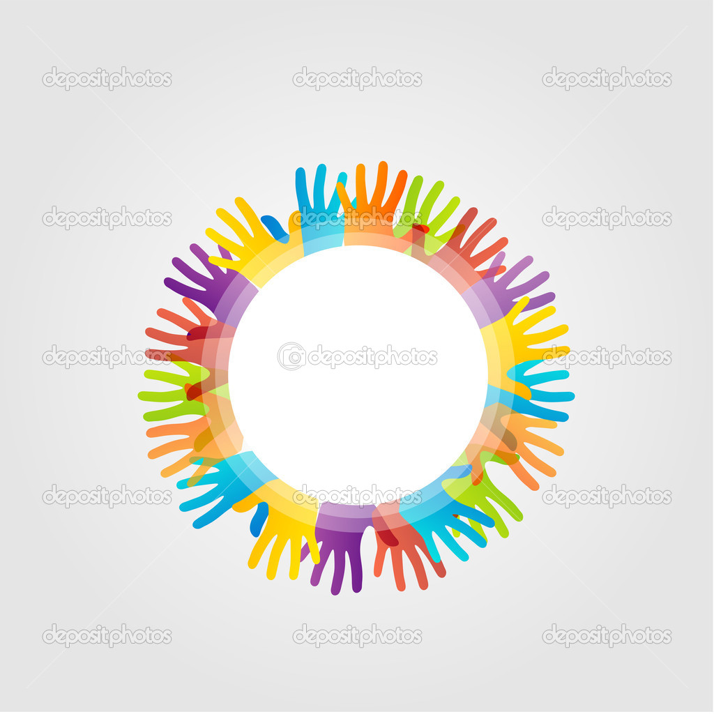 Text box with colorful hands