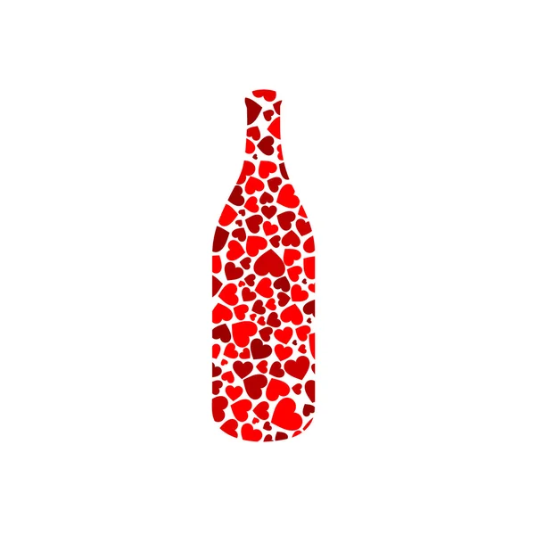 Collage de una botella con corazones — Vector de stock