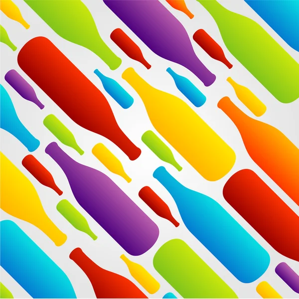 Achtergrond met kleurrijke flessen — Stockvector
