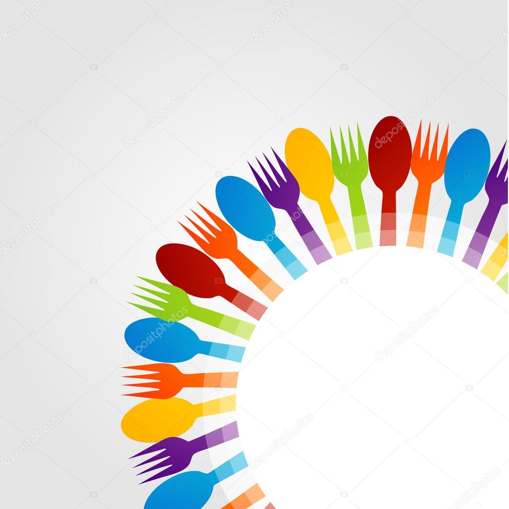Background with spoons and forks