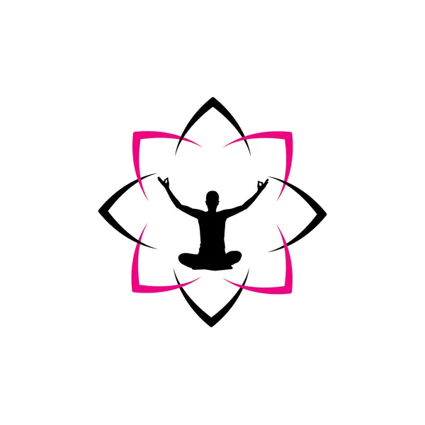 Логотип йоги в абстрактному лотосі — стоковий вектор