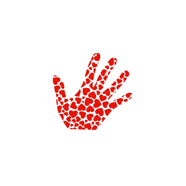 Рука с типографикой красных сердец — стоковый вектор